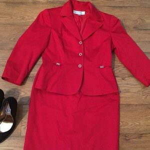 Tahari red suit